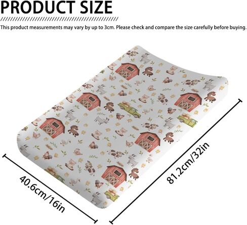Baby Farm Life Changing Pad Covers for Boy Girl 32''x16'' Farm Animals Pig Goat Horse Cow Chick Rooster Duck Leaves Barn Truck Unisex Fitted Diaper Changing Pad Mats Soft Cradle & Bassinet Sheets in Saudi Arabia