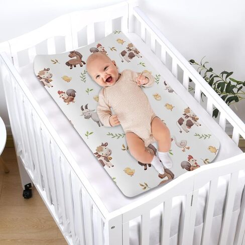 Baby Farm Life Changing Pad Covers for Boy Girl 32''x16'' Farm Animals Pig Goat Horse Cow Chick Rooster Duck Leaves Barn Truck Unisex Fitted Diaper Changing Pad Mats Soft Cradle & Bassinet Sheets in Saudi Arabia