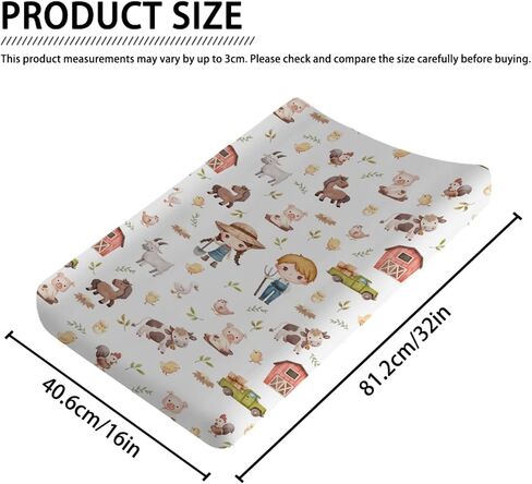 Baby Farm Life Changing Pad Covers for Boy Girl 32''x16'' Farm Animals Pig Goat Horse Cow Chick Rooster Duck Leaves Barn Truck Unisex Fitted Diaper Changing Pad Mats Soft Cradle & Bassinet Sheets in Saudi Arabia