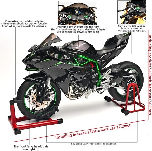 Die Cast Motorcycle 1:6 Scale for Kawasaki H2R Motorcycle Alloy Racing Motorcycle Model Power Toy Motorcycle Collection Kawasaki Model Motorcycle in Kuwait