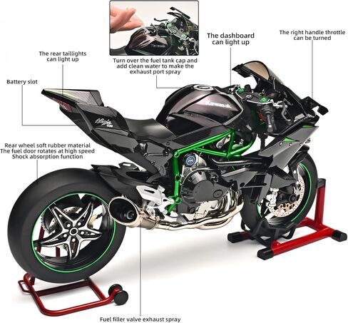 Die Cast Motorcycle 1:6 Scale for Kawasaki H2R Motorcycle Alloy Racing Motorcycle Model Power Toy Motorcycle Collection Kawasaki Model Motorcycle in Kuwait