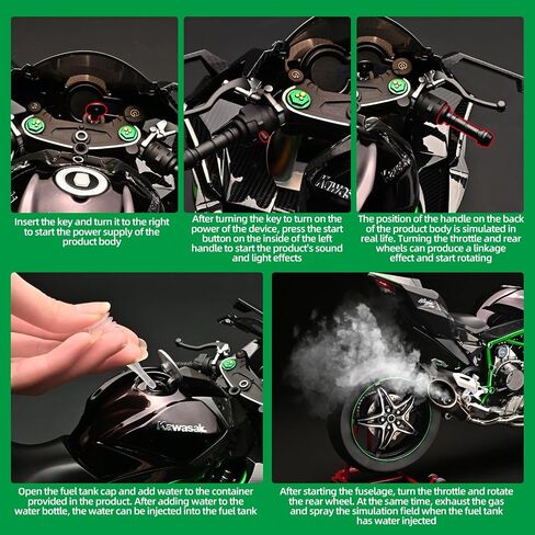Die Cast Motorcycle 1:6 Scale for Kawasaki H2R Motorcycle Alloy Racing Motorcycle Model Power Toy Motorcycle Collection Kawasaki Model Motorcycle in Kuwait