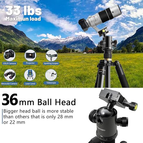 Camera Tripod 69 Inch, Patented 3-Way Swivel Portable Phone Tripod Professional Aluminum Alloy Travel Phone Camera Stand Monopod for Canon Nikon GoPro DSLR, DV Video Camcorder, Smartphone Black in Saudi Arabia