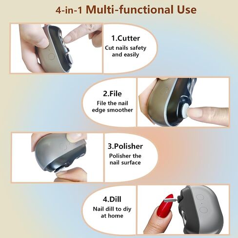 New Upgraded 4-in-1 Multi Functional Electric Nail Clipper, Electric Nail Trimmer with Scrap Storage & 2 Speeds, Rechargeable Portable Safety Fingernail Trimmer for Baby/Kids/Adults/Seniors (White) in Saudi Arabia
