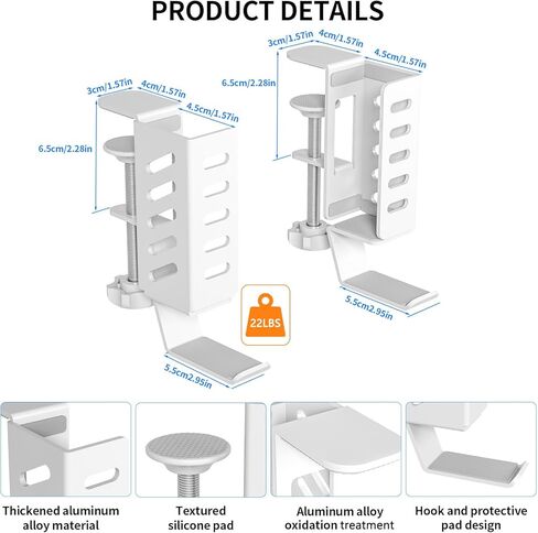 Desk Side Storage Organizer Width Adjustable No Drill Laptop Holder with Headphone Stand Clamp Organizer for Laptops Keyboards Headphone Tablets （Black） in Kuwait