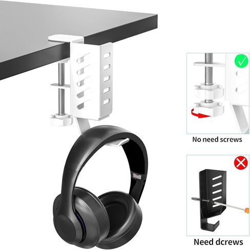 Desk Side Storage Organizer Width Adjustable No Drill Laptop Holder with Headphone Stand Clamp Organizer for Laptops Keyboards Headphone Tablets （Black） in Kuwait