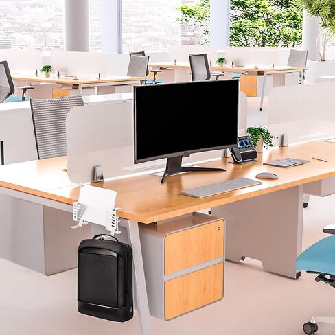 Desk Side Storage Organizer Width Adjustable No Drill Laptop Holder with Headphone Stand Clamp Organizer for Laptops Keyboards Headphone Tablets （Black） in Kuwait