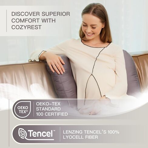 Pregnancy Pillow for Sleeping, Full Body Maternity Pillow, Cooling & Buttery Soft Sustainable Tencel Lyocell with Removable & Washable Cover, Multi-Functional Comfort, Grey Green in Saudi Arabia