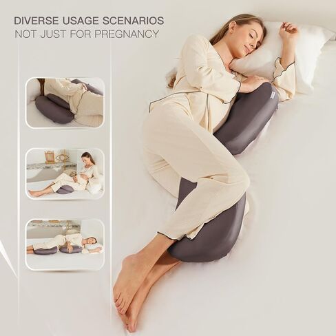 Pregnancy Pillow for Sleeping, Full Body Maternity Pillow, Cooling & Buttery Soft Sustainable Tencel Lyocell with Removable & Washable Cover, Multi-Functional Comfort, Grey Green in Saudi Arabia