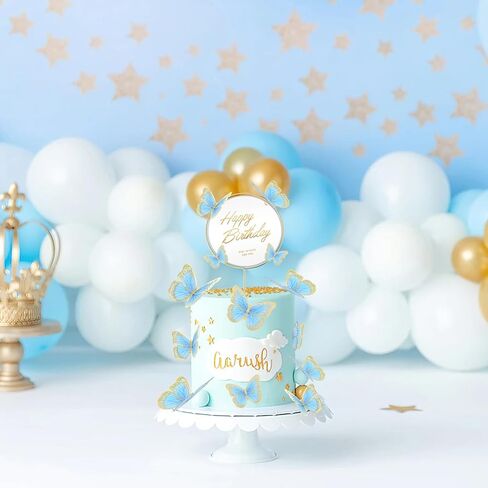 11 قطعة من كعكة الفراشة أقطار أعلى مع كعكة عيد ميلاد سعيد أقطار أعلى من الذهب الوردي الفراشة زخارف كعكة عيد ميلاد للبنات عيد ميلاد حفل زفاف ديكور استحمام الطفل (وردي 3) in Kuwait