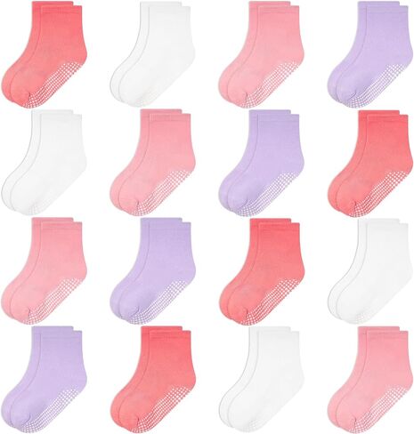 HYCLES 16 Pairs Toddler Socks, Non Slip Kid Grip Socks Gripper Boy Girl Sock for 1-7T Toddlers in Saudi Arabia