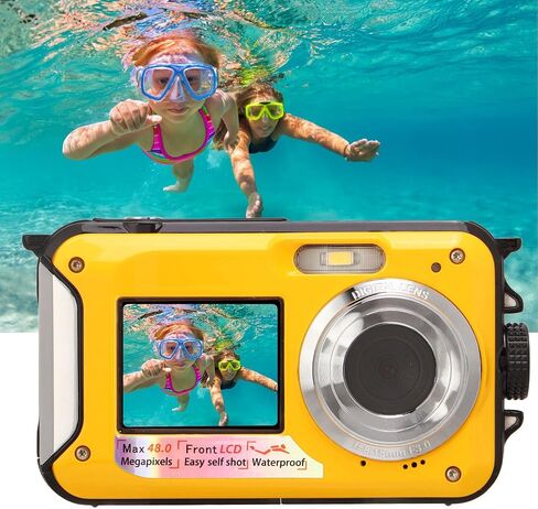 Underwater Digital Camera Waterproof Camera Dual Screens Waterproof Digital Camera Double Screens Waterproof Camera for Diving Snorkeling Swimming White (Blue) in Kuwait
