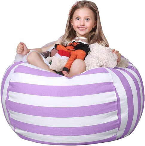 WEKAPO Stuffed Animal Storage Bean Bag Chair Cover for Kids | Stuffable Zipper Beanbag for Organizing Children Plush Toys Large Premium Cotton Canvas (Gray, X-Large) in Saudi Arabia