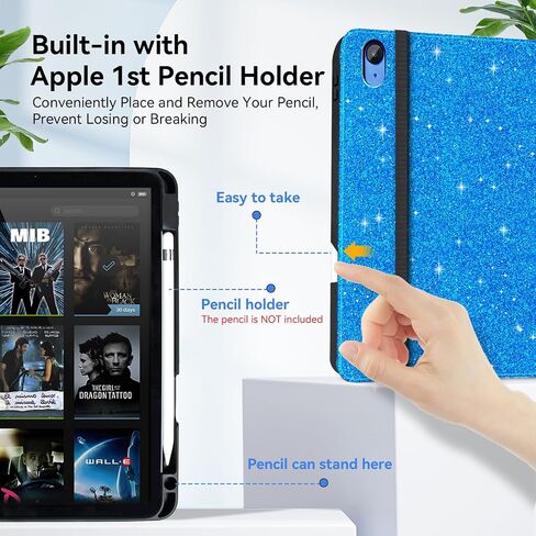 Zonefoker for iPad 10th Generation Case 2022, iPad 10 th Gen 10.9 inch Protective Cover with Pencil Holder, Multi-Angle Viewing Stand, Pocket Design, Folio Leather Cases for Women Men, Marble Blue in Saudi Arabia