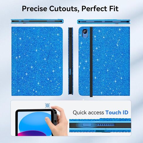 Zonefoker for iPad 10th Generation Case 2022, iPad 10 th Gen 10.9 inch Protective Cover with Pencil Holder, Multi-Angle Viewing Stand, Pocket Design, Folio Leather Cases for Women Men, Marble Blue in Saudi Arabia