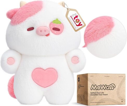 ألعاب القطيفة على شكل بقرة القطط، دمية إسفنجية محشوة على شكل بقرة كاواي، وسادة قطة لطيفة من القطيفة، هدايا وسادة رمي قطيفة لديكور المنزل للأطفال (10 بوصات) in Kuwait