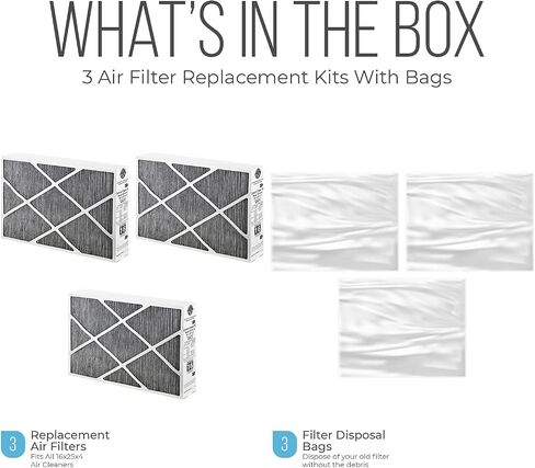 Lennox 16x25x5 Furnace Filter, X6672 Filter Replacement, Merv 16 Carbon Clean Filter Media with Homequip Disposal Bag 2-Pack (Actual Size: 15.8 x 24.8 x 4.3 Inches) in Kuwait