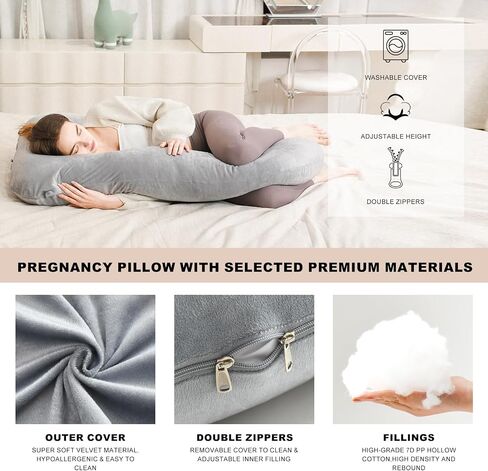 Pregnant Pillow, Comfortable Adult G-Shaped Maternity Body Pillow,Pregnancy Pillows for Sleeping, Detachable Pregnancy Pillow for Women in Saudi Arabia