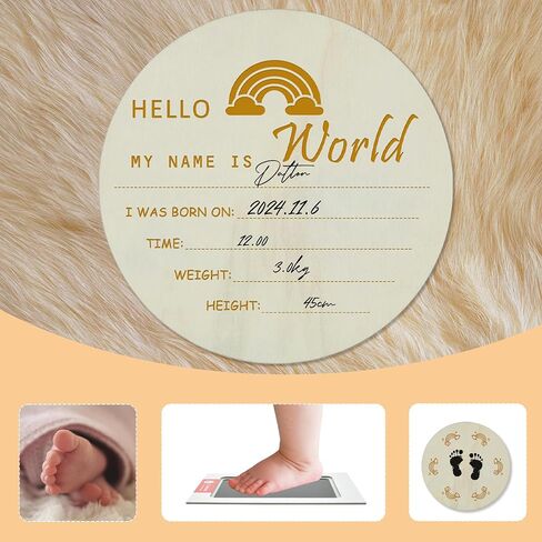 baby announcement sign,hello world newborn sign,baby name sign,welcome baby sign,birth announcement sign (Wood color(flower)) in Saudi Arabia