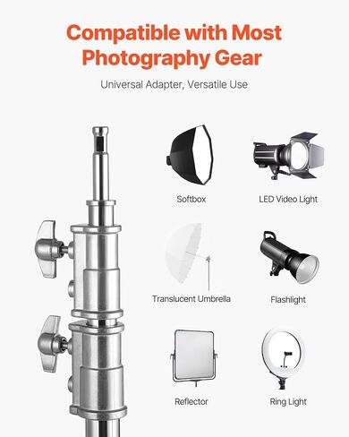 VEVOR C Stand, Max Height 10.83 ft/330 cm, Stainless Steel Heavy Duty Photography Light Stand with 4.8-9.8 ft Adjustable Height, 44 lbs/20 kg Load Capacity for Studio Softbox, Monolight, Reflector in Saudi Arabia