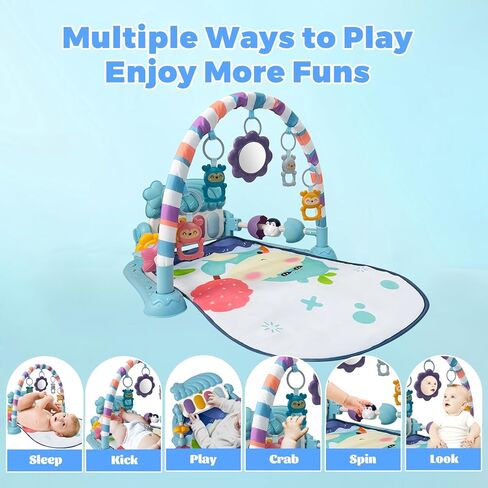 Baby Gym Play Mat, Musical Activity Center for Baby, Kick and Play Piano Gym, Tummy Time Play Mat for Newborn Babies Infants Boys Girls 0-3-6-9-12 Months (Pink) in Kuwait