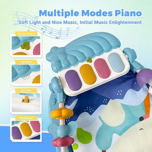 Baby Gym Play Mat, Musical Activity Center for Baby, Kick and Play Piano Gym, Tummy Time Play Mat for Newborn Babies Infants Boys Girls 0-3-6-9-12 Months (Pink) in Kuwait