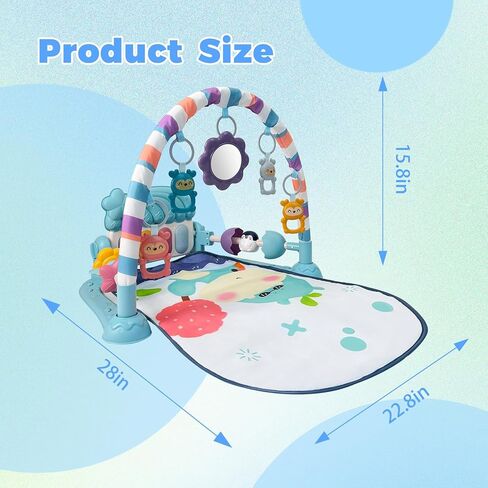 Baby Gym Play Mat, Musical Activity Center for Baby, Kick and Play Piano Gym, Tummy Time Play Mat for Newborn Babies Infants Boys Girls 0-3-6-9-12 Months (Pink) in Kuwait