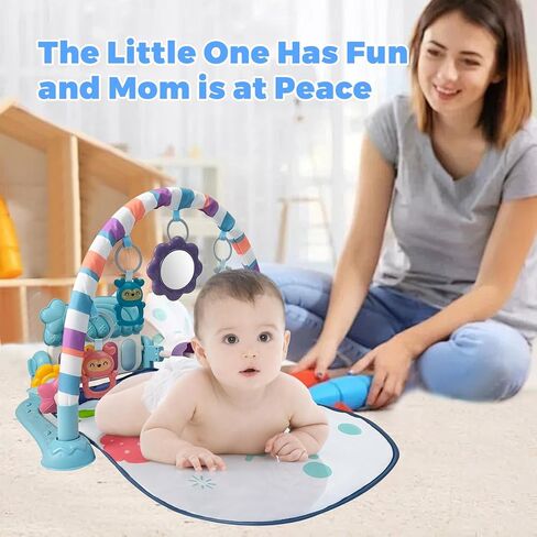 Baby Gym Play Mat, Musical Activity Center for Baby, Kick and Play Piano Gym, Tummy Time Play Mat for Newborn Babies Infants Boys Girls 0-3-6-9-12 Months (Pink) in Kuwait