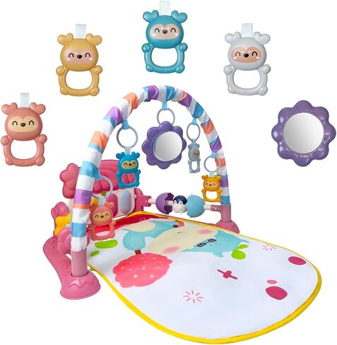 Baby Gym Play Mat, Activity Center with Music and Light for Infant, Pink | Kick and Play Piano, Tummy Time Toys, Play Gym for Babies Infants Boys Girls 0-3-6-9-12 Months, Baby Shower & Newborn Gift in Saudi Arabia