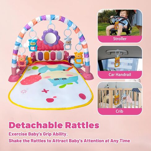 Baby Gym Play Mat, Activity Center with Music and Light for Infant, Pink | Kick and Play Piano, Tummy Time Toys, Play Gym for Babies Infants Boys Girls 0-3-6-9-12 Months, Baby Shower & Newborn Gift in Saudi Arabia
