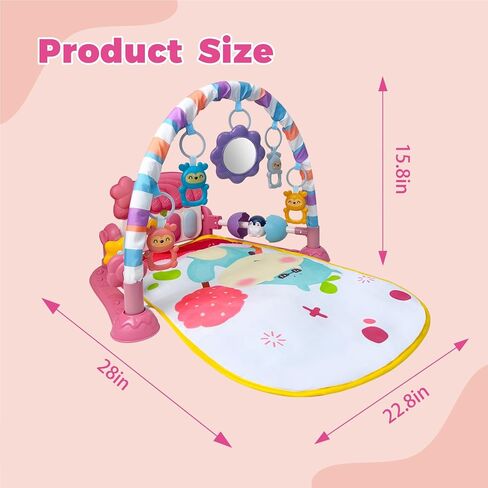 Baby Gym Play Mat, Activity Center with Music and Light for Infant, Pink | Kick and Play Piano, Tummy Time Toys, Play Gym for Babies Infants Boys Girls 0-3-6-9-12 Months, Baby Shower & Newborn Gift in Saudi Arabia