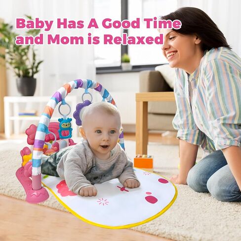 Baby Gym Play Mat, Activity Center with Music and Light for Infant, Pink | Kick and Play Piano, Tummy Time Toys, Play Gym for Babies Infants Boys Girls 0-3-6-9-12 Months, Baby Shower & Newborn Gift in Saudi Arabia
