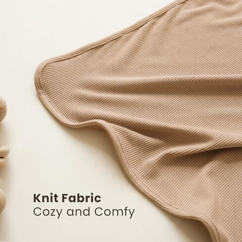 Konssy 2 Pack Ribbed Knit Swaddle Blankets for Baby Boys & Girls, 33"x42" | Soft & Stretchy Knit, Lightweight & Cozy, for Swaddling, Receiving & Stroller, Newborn to Toddler (Beige,Sage) in Saudi Arabia