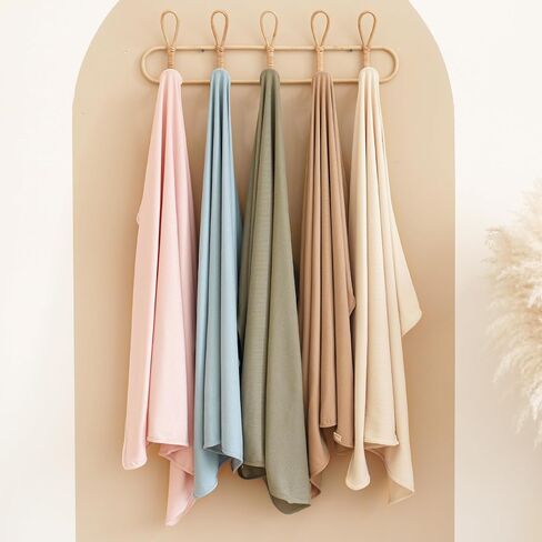 Konssy 2 Pack Ribbed Knit Swaddle Blankets for Baby Boys & Girls, 33"x42" | Soft & Stretchy Knit, Lightweight & Cozy, for Swaddling, Receiving & Stroller, Newborn to Toddler (Beige,Sage) in Saudi Arabia