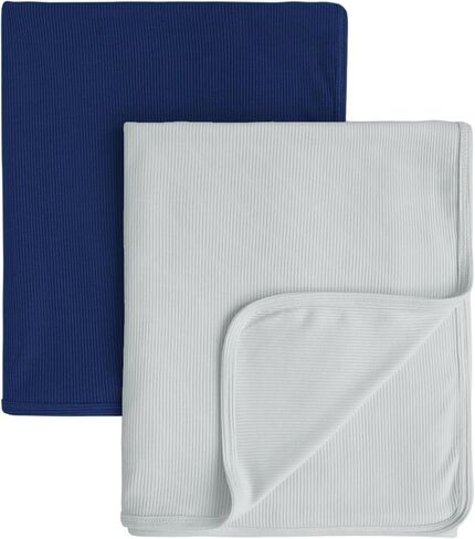 Konssy 2 Pack Ribbed Knit Swaddle Blankets for Baby Boys & Girls, 33"x42" | Soft & Stretchy Knit, Lightweight & Cozy, for Swaddling, Receiving & Stroller, Newborn to Toddler (Beige,Sage) in Saudi Arabia