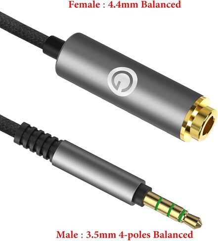 Geekria3.5mm (1/8'') Stereo Male to 4.4mm Balanced Female Adapter Cord/5 Cores Conversion Audio Cable, Headphones Plug Adapter, Aluminum Alloy Audio Plug, PP Yarn Braided Upgrade Cable (0.5ft) in Saudi Arabia