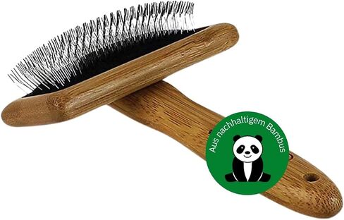 Alcott Bamboo Groom Slicker Brush with Stainless Steel Pins for Pets, Small,Black in Kuwait