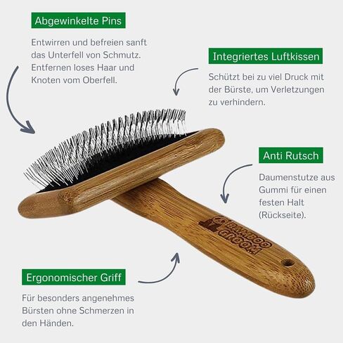 Alcott Bamboo Groom Slicker Brush with Stainless Steel Pins for Pets, Small,Black in Kuwait