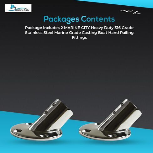 MARINE CITY Heavy Duty 316 Grade Stainless Steel Marine Grade Casting Boat Hand Railing Fittings 7/8 Inches Round Base 45 Degree Tube Base for Marines – Boats – Ships – Yachts (Pack of 1) in Saudi Arabia