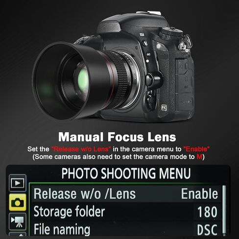 85mm Lens for Canon RF - 85mm f1.8 Portrait Lens Manual Focus(MF) for Canon EOS R/Ra/RP/R3/R5/R5 C/R6/R6 Mark II /R7/R8/R10/R50/R100 Mirrorless Camera (for Canon RF) in Kuwait
