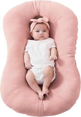 FUNUPUP Muslin Baby Lounger Cover Compatible with Snuggle Me Lounger, Infant Lounger Pillow Cover for Newborn, Removable Newborn Lounger Cover for Boys and Girls, Blue in Saudi Arabia