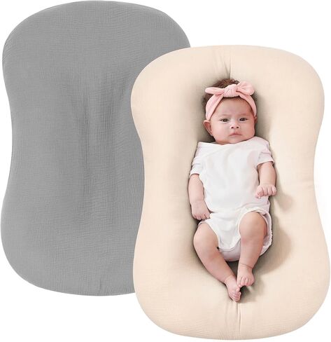FUNUPUP Muslin Baby Lounger Cover Compatible with Snuggle Me Lounger, Infant Lounger Pillow Cover for Newborn, Removable Newborn Lounger Cover for Boys and Girls, Blue in Saudi Arabia