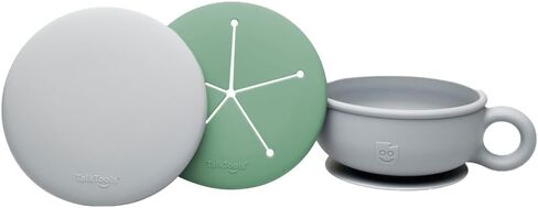 TalkTools Itsy Bowl with Locking Lid - Silicone Mixing Bowl Set for Newborn Essentials, Baby Boys, Toddlers, Kids - Suction Baby Bowls, Cereal Bowls, Snack Lid - Baby Essentials Must Haves (Sage) in Saudi Arabia