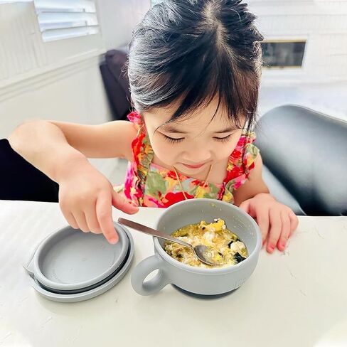 TalkTools Itsy Bowl with Locking Lid - Silicone Mixing Bowl Set for Newborn Essentials, Baby Boys, Toddlers, Kids - Suction Baby Bowls, Cereal Bowls, Snack Lid - Baby Essentials Must Haves (Sage) in Saudi Arabia