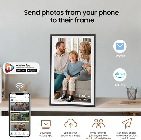 Digital Picture Frame Powered by Nixplay 10.1", Share Photos/Videos via Nixplay App or Email, WiFi Digital Photo Frame with Easy Setup, Support Alexa, Free Cloud Storage, Auto Rotate, Gifts for Mom in Saudi Arabia