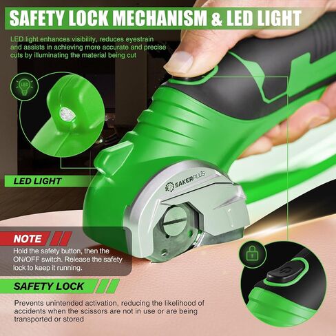 Cordless Electric Scissors,4V Rechargeable Cardboard Box Cutter Heavy Duty Fabric Scissor with Safety Lock & LED Light,Power Rotary Cutter for Leather Carpet Plastic Cutting,Sewing,Crafting in Saudi Arabia
