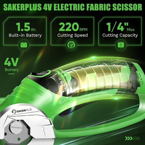 Cordless Electric Scissors,4V Rechargeable Cardboard Box Cutter Heavy Duty Fabric Scissor with Safety Lock & LED Light,Power Rotary Cutter for Leather Carpet Plastic Cutting,Sewing,Crafting in Saudi Arabia