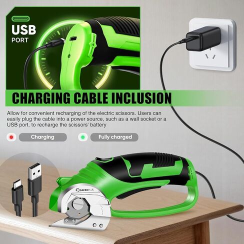Cordless Electric Scissors,4V Rechargeable Cardboard Box Cutter Heavy Duty Fabric Scissor with Safety Lock & LED Light,Power Rotary Cutter for Leather Carpet Plastic Cutting,Sewing,Crafting in Saudi Arabia