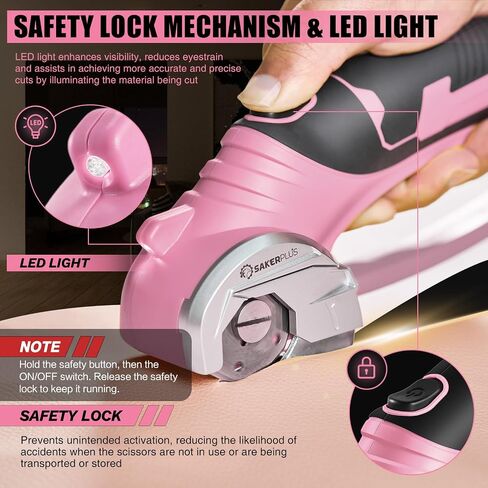 Cordless Electric Scissors,4V Rechargeable Cardboard Box Cutter Heavy Duty Fabric Scissor with Safety Lock & LED Light,Power Rotary Cutter for Leather Carpet Plastic Cutting,Sewing,Crafting in Saudi Arabia