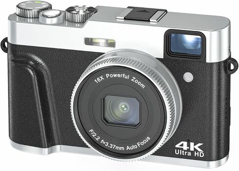 4K Digital Camera with 48MP Ultra HD, 16X Digital Zoom, 2.8" IPS Screen, Autofocus, Vlogging Camcorder, External Mic & Flash Support, TF Card Slot (Black) in Saudi Arabia